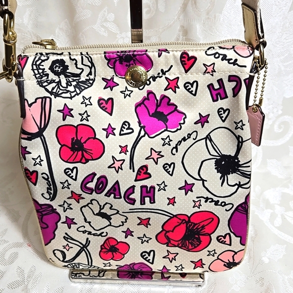 Coach Poppy Y2k Cream and Pink Floral Crossbody Bag - Picture 1 of 10